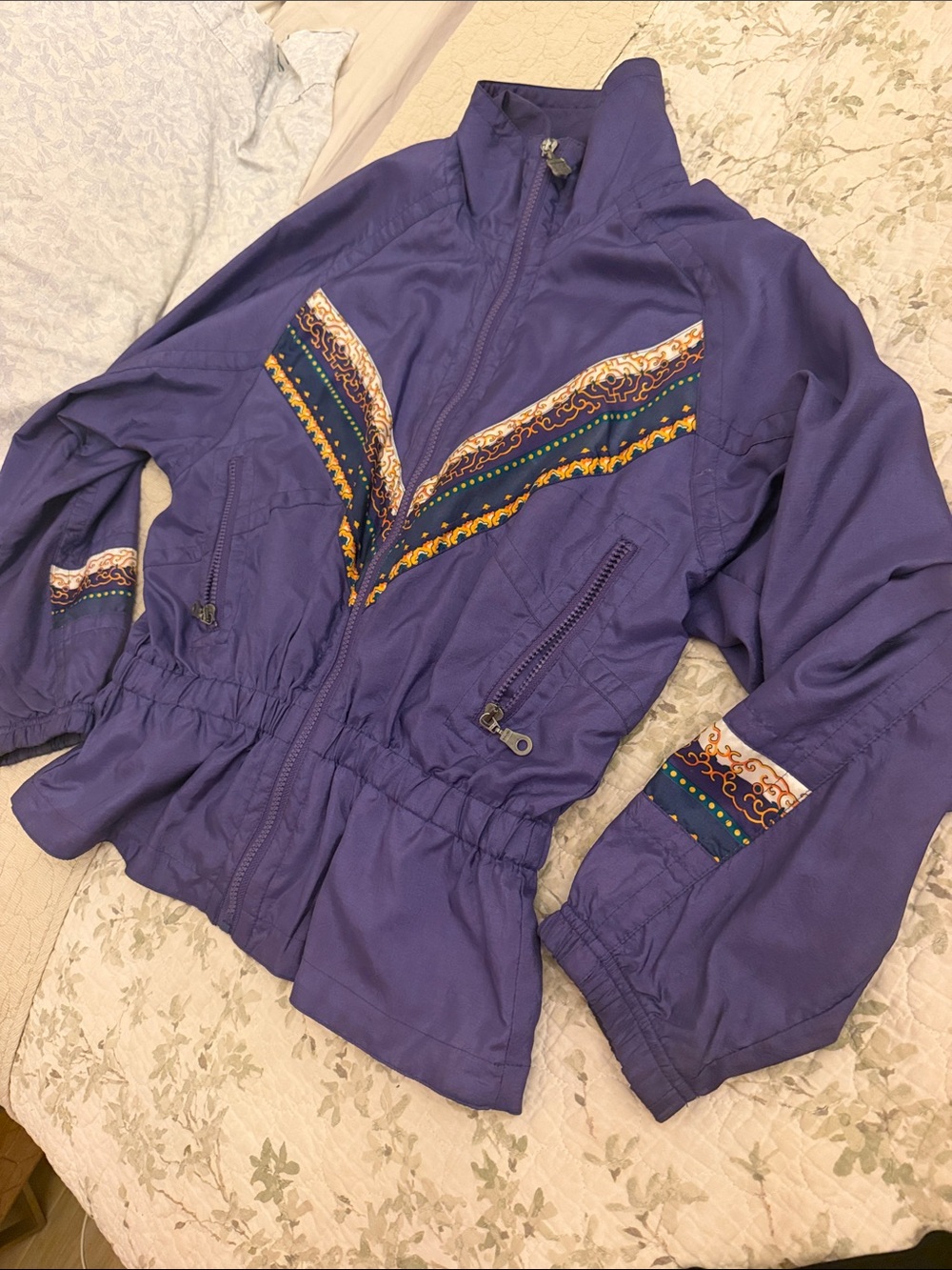 Vintage Kaelin Purple Aztec Pattern Windbreaker Ski Jacket